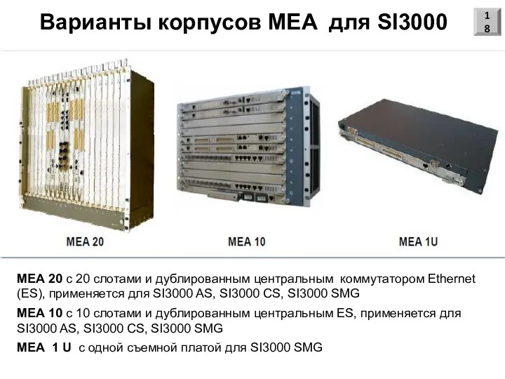 Варианты корпусов MEA для SI3000 18 МЕА 20 с 20 слотами