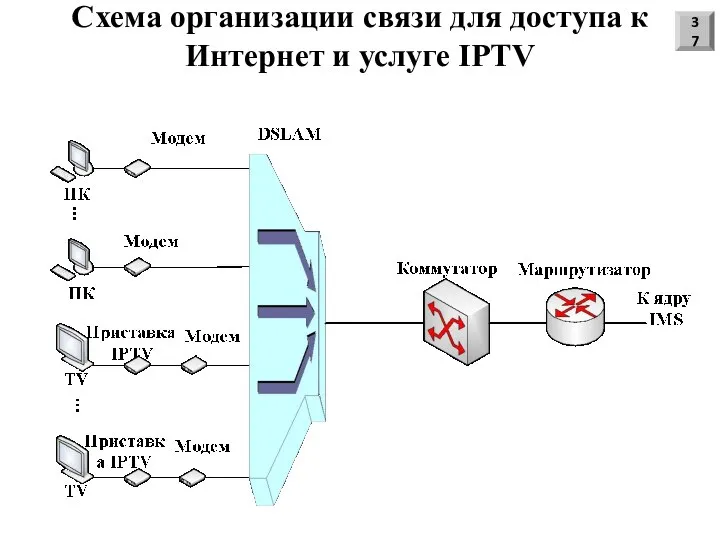 Схема организации связи для доступа к Интернет и услуге IPTV 37