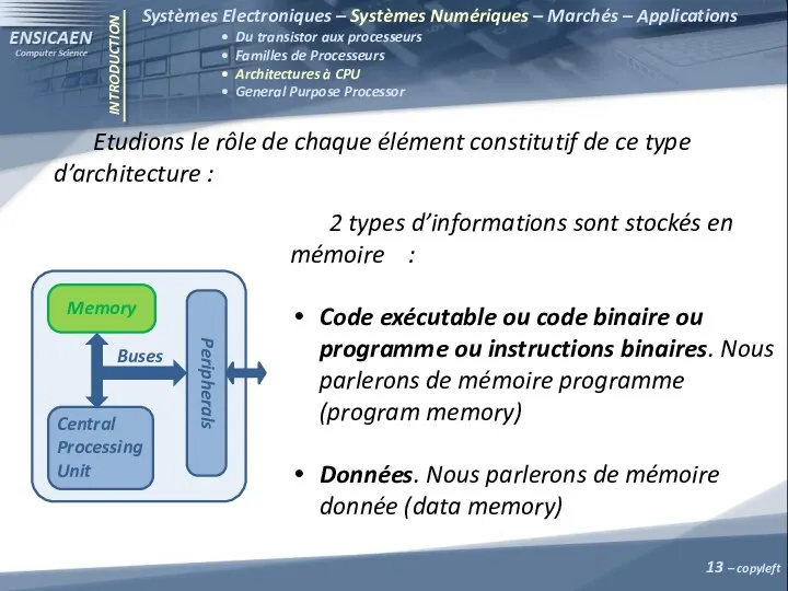 INTRODUCTION Systèmes Electroniques – Systèmes Numériques – Marchés – Applications •