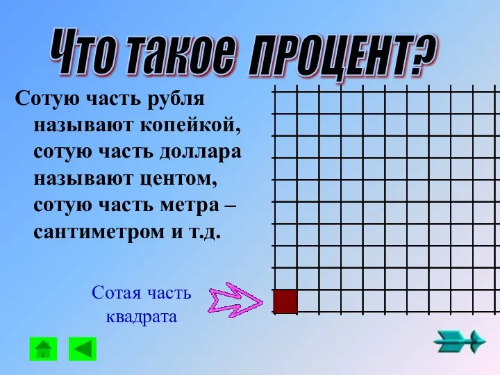 Сотую часть рубля называют копейкой, сотую часть доллара называют центом, сотую