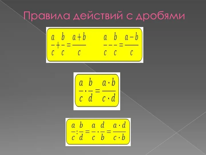 Правила действий с дробями