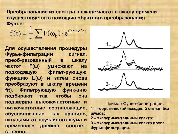 Преобразование из спектра в шкале частот в шкалу времени осуществляется с