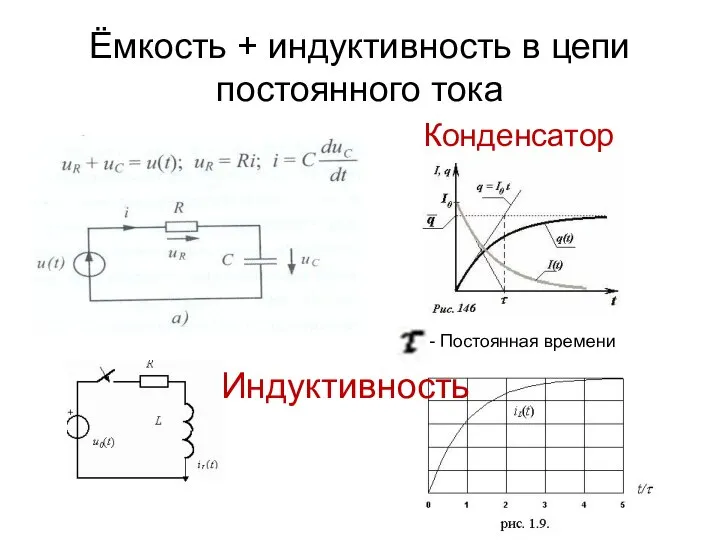 Ёмкость + индуктивность в цепи постоянного тока Конденсатор Индуктивность - Постоянная времени