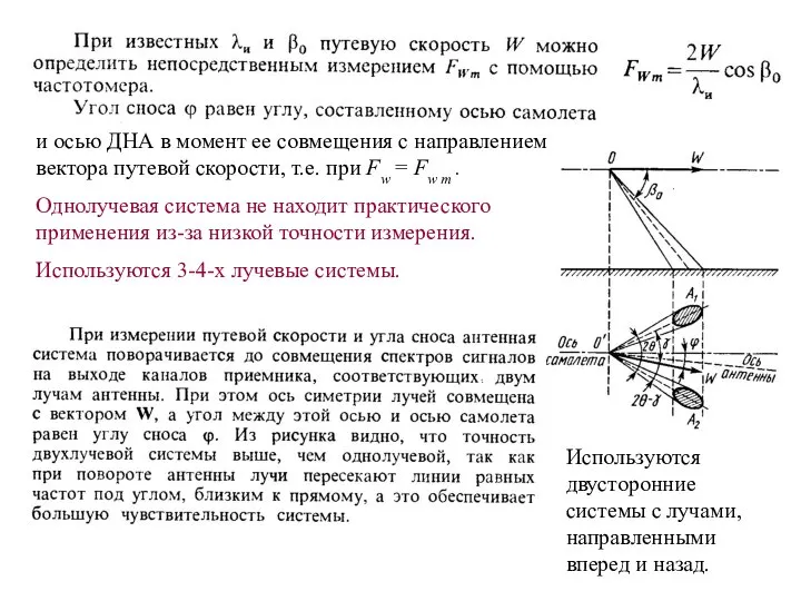 и осью ДНА в момент ее совмещения с направлением вектора путевой