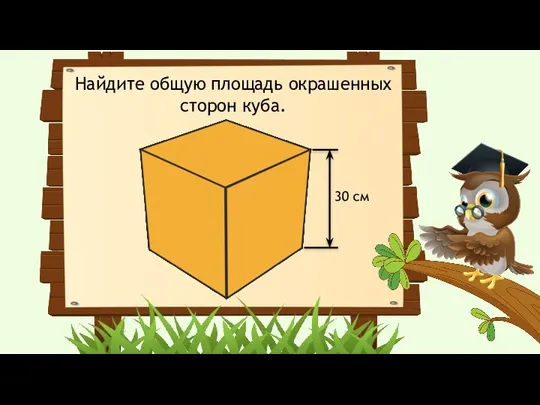 30 см Найдите общую площадь окрашенных сторон куба.