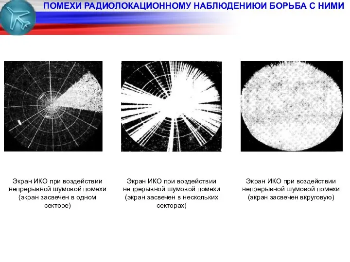 ПОМЕХИ РАДИОЛОКАЦИОННОМУ НАБЛЮДЕНИЮИ БОРЬБА С НИМИ Экран ИКО при воздействии непрерывной