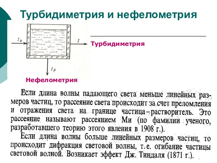 ФХМА. Хим. ЛК.№ 15-16. Попова Л.Ф. Турбидиметрия и нефелометрия Нефелометрия Турбидиметрия