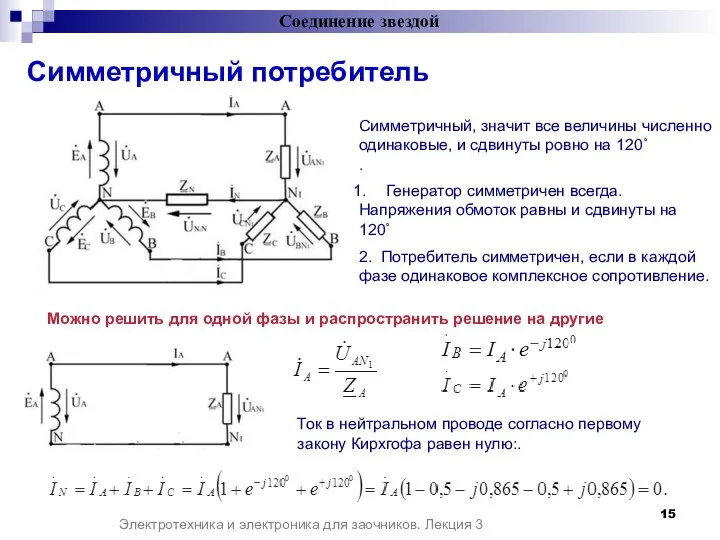 Электротехника и электроника для заочников. Лекция 3 Симметричный, значит все величины