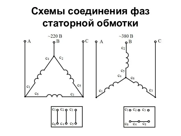 Схемы соединения фаз статорной обмотки