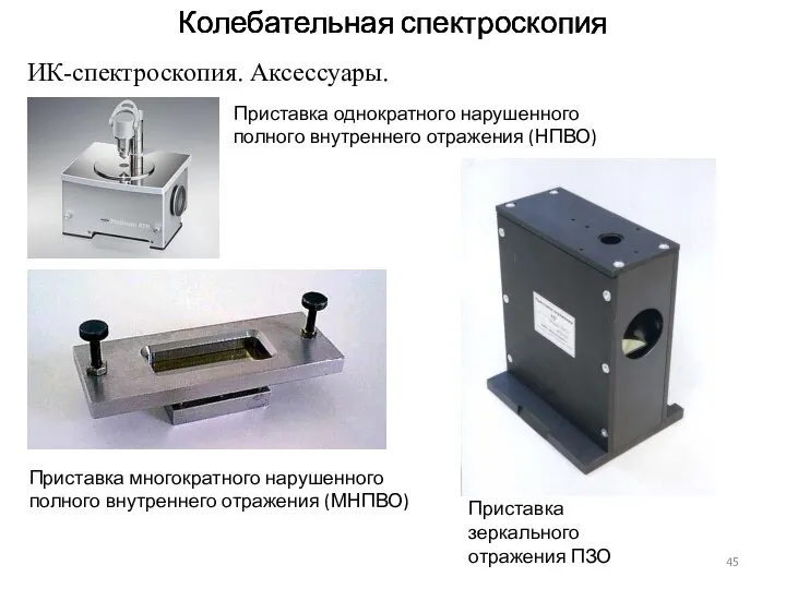 Колебательная спектроскопия Колебательная спектроскопия Колебательная спектроскопия ИК-спектроскопия. Аксессуары. Приставка однократного нарушенного