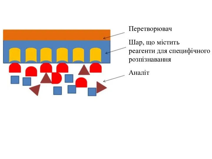 Перетворювач Шар, що містить реагенти для специфічного розпізнавання Аналіт