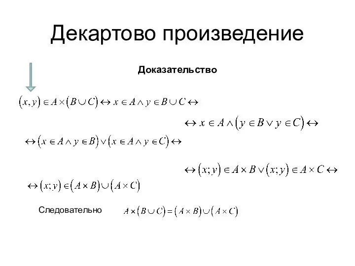 Доказательство Декартово произведение Следовательно