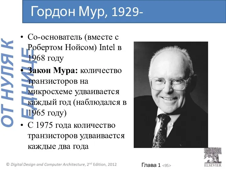 Со-основатель (вместе с Робертом Нойсом) Intel в 1968 году Закон Мура: