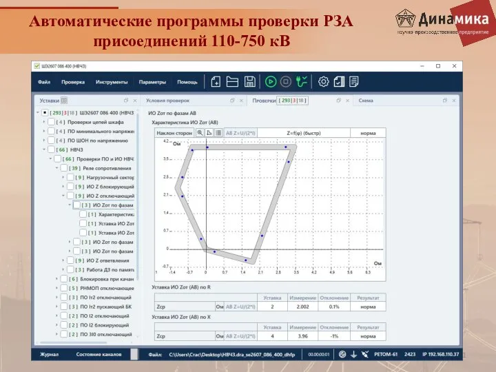 Автоматические программы проверки РЗА присоединений 110-750 кВ