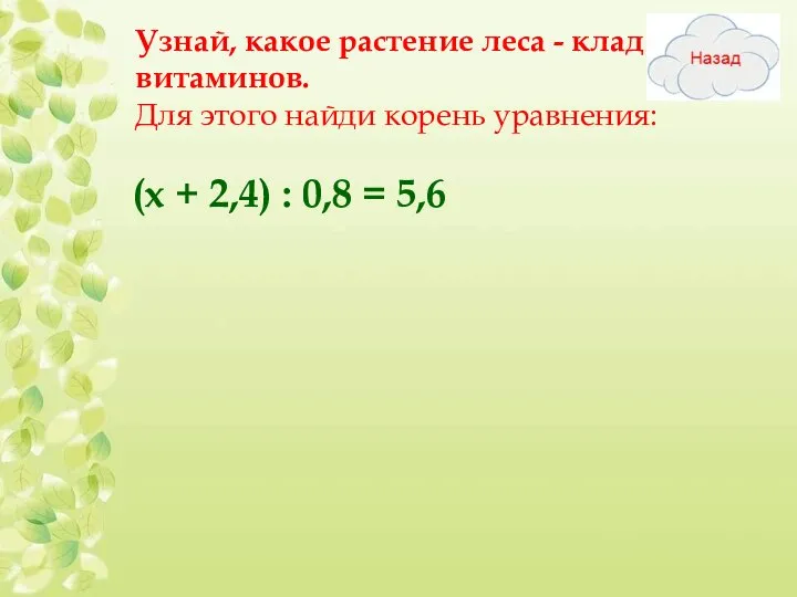 Узнай, какое растение леса - клад витаминов. Для этого найди корень