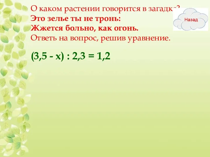 О каком растении говорится в загадке? Это зелье ты не тронь: