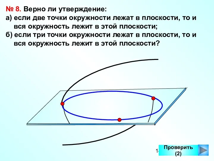 Проверить (2) № 8. Верно ли утверждение: а) если две точки