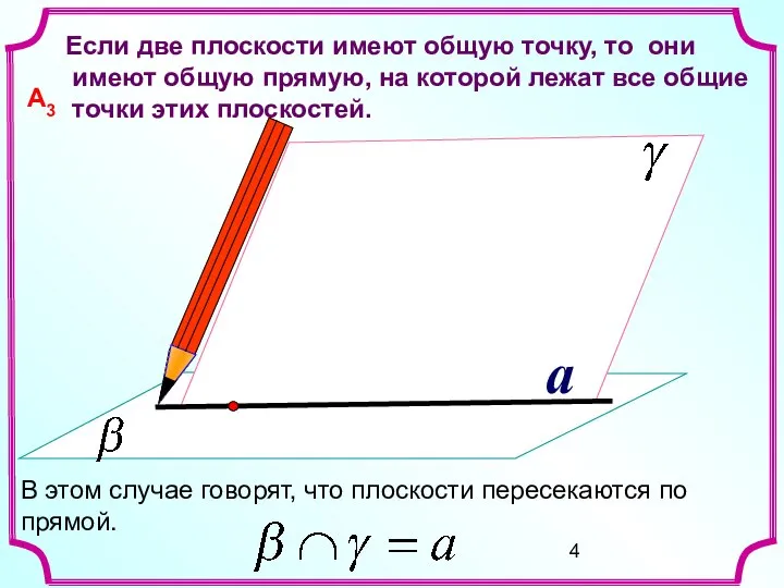 a Если две плоскости имеют общую точку, то они имеют общую