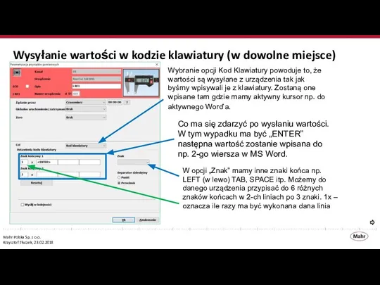 Wysyłanie wartości w kodzie klawiatury (w dowolne miejsce)