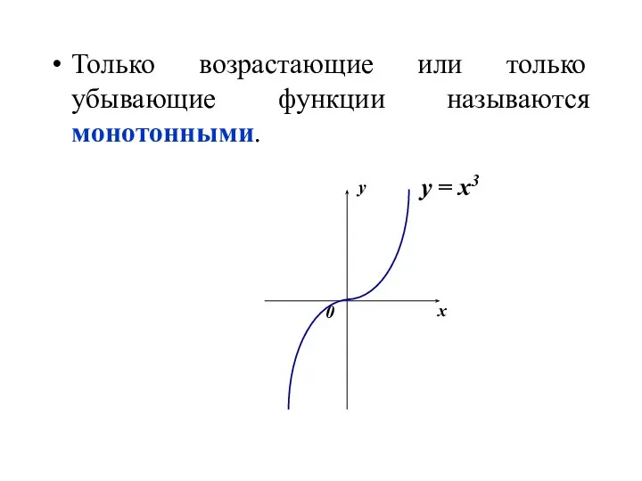 Только возрастающие или только убывающие функции называются монотонными.