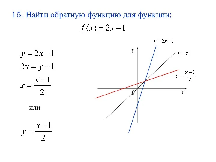 15. Найти обратную функцию для функции: или х у 0