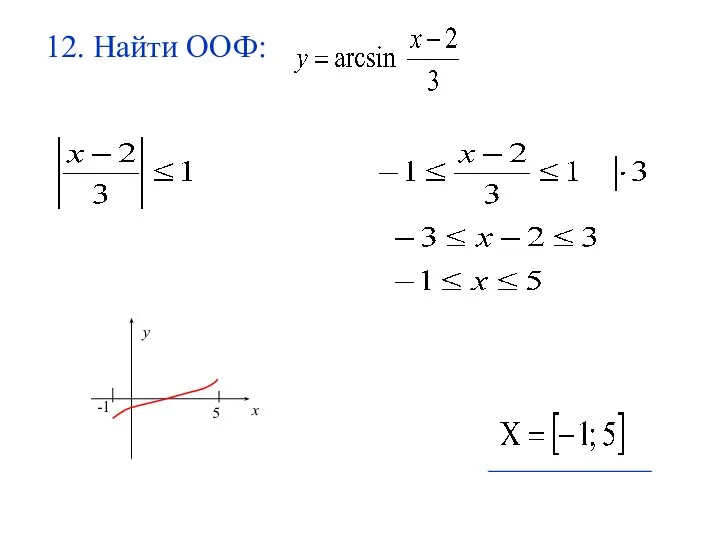 12. Найти ООФ: -1 5 х у