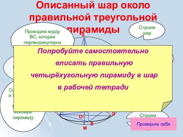 Строим вместе Описанный шар около правильной треугольной пирамиды O A D