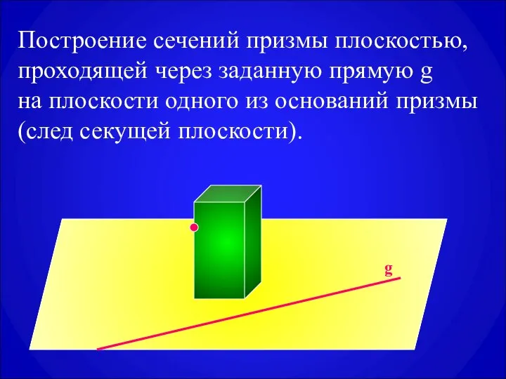 Построение сечений призмы плоскостью, проходящей через заданную прямую g на плоскости