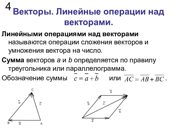 Векторы. Линейные операции над векторами. Линейными операциями над векторами называются операции