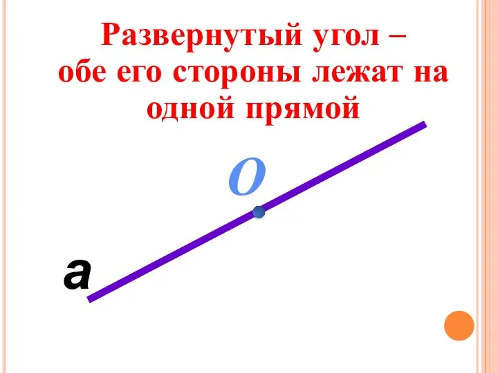 а О Развернутый угол – обе его стороны лежат на одной прямой