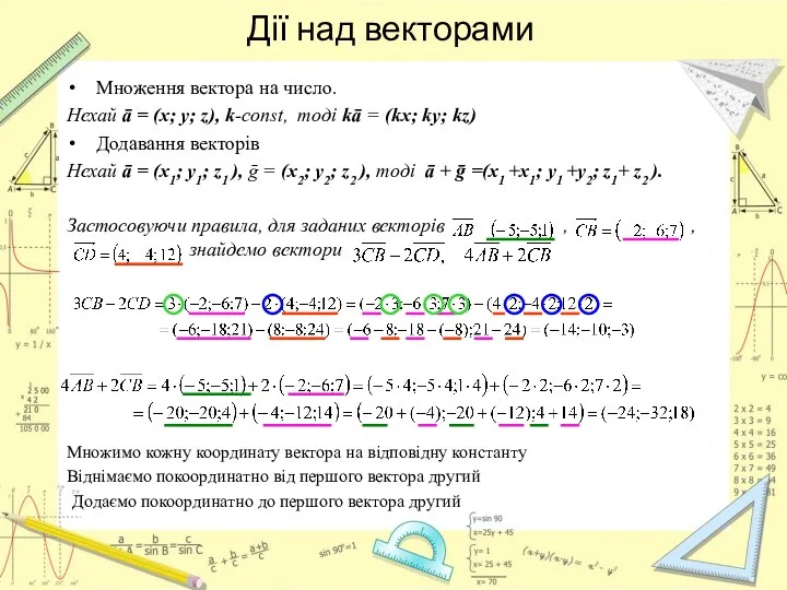 Дії над векторами Множення вектора на число. Нехай ā = (x;