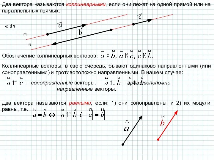 Два вектора называются коллинеарными, если они лежат на одной прямой или