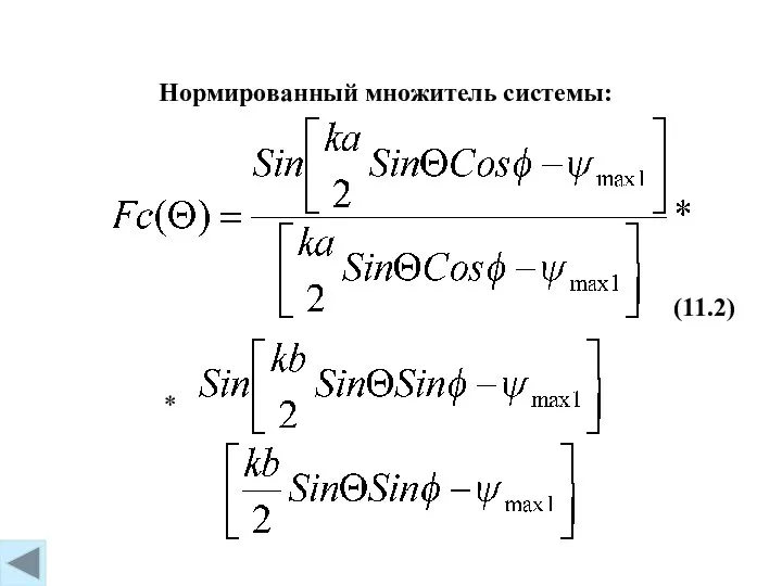 (11.2) Нормированный множитель системы: *