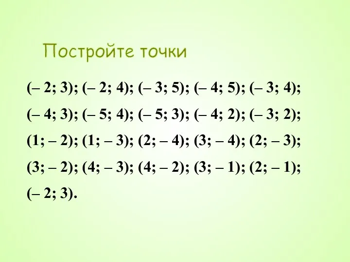 Постройте точки (– 2; 3); (– 2; 4); (– 3; 5);