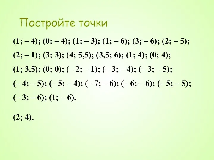 Постройте точки (1; – 4); (0; – 4); (1; – 3);