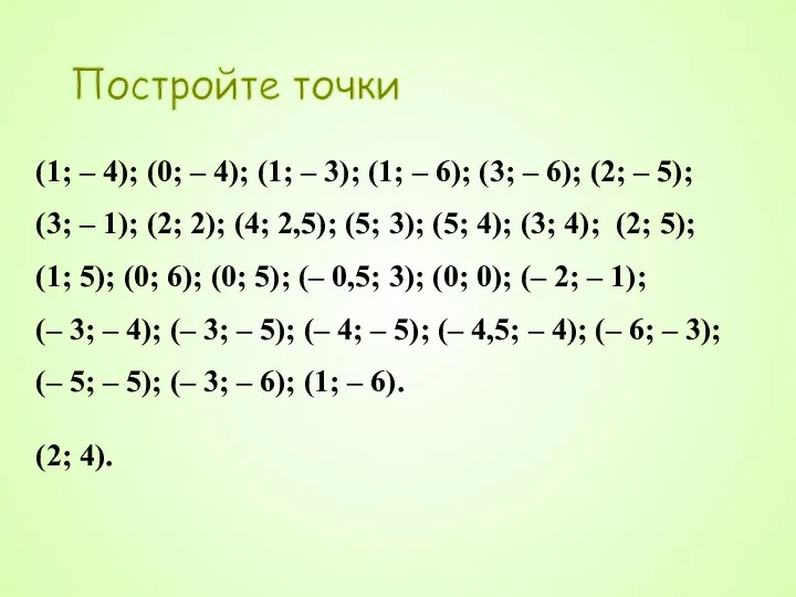 Постройте точки (1; – 4); (0; – 4); (1; – 3);