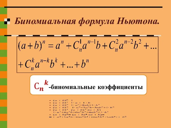 Биномиальная формула Ньютона.
