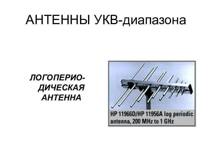 АНТЕННЫ УКВ-диапазона ЛОГОПЕРИО-ДИЧЕСКАЯ АНТЕННА