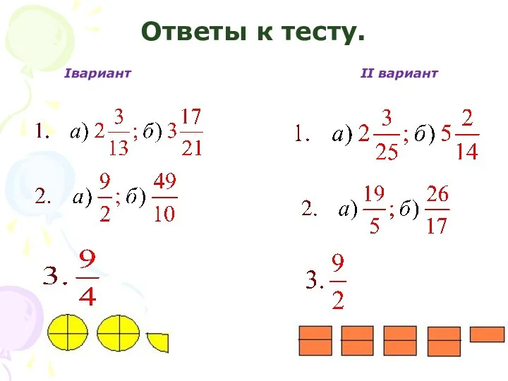 Ответы к тесту. Iвариант II вариант