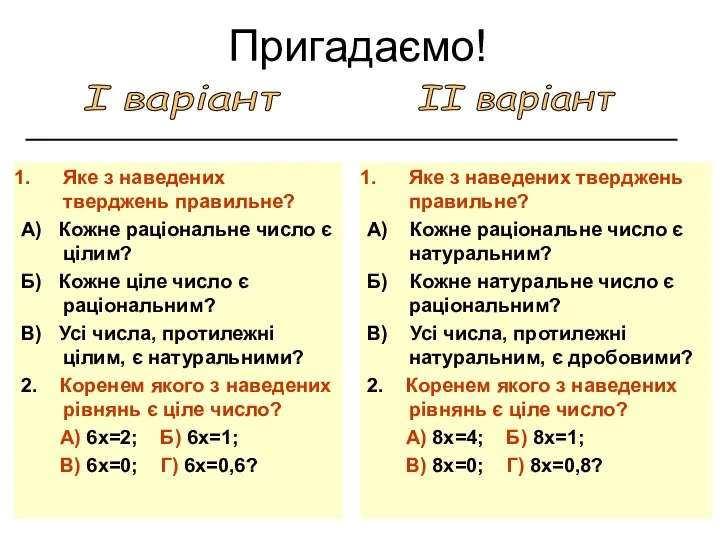 Яке з наведених тверджень правильне? А) Кожне раціональне число є цілим?