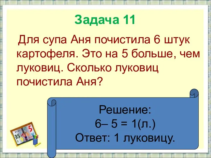 Задача 11 Для супа Аня почистила 6 штук картофеля. Это на