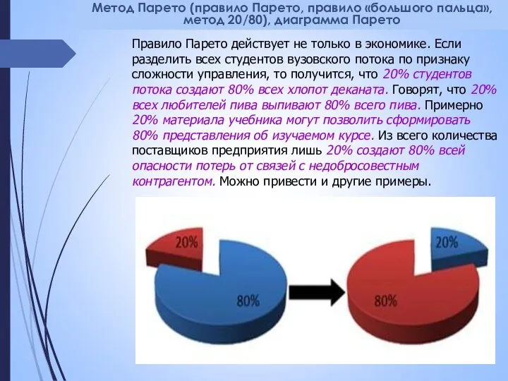 Метод Парето (правило Парето, правило «большого пальца», метод 20/80), диаграмма Парето