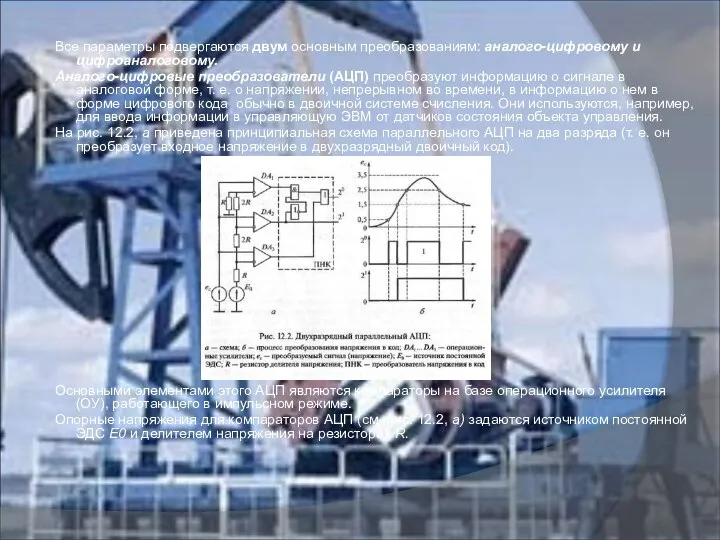 Все параметры подвергаются двум основным преобразованиям: аналого-цифровому и цифроаналоговому. Аналого-цифровые преобразователи