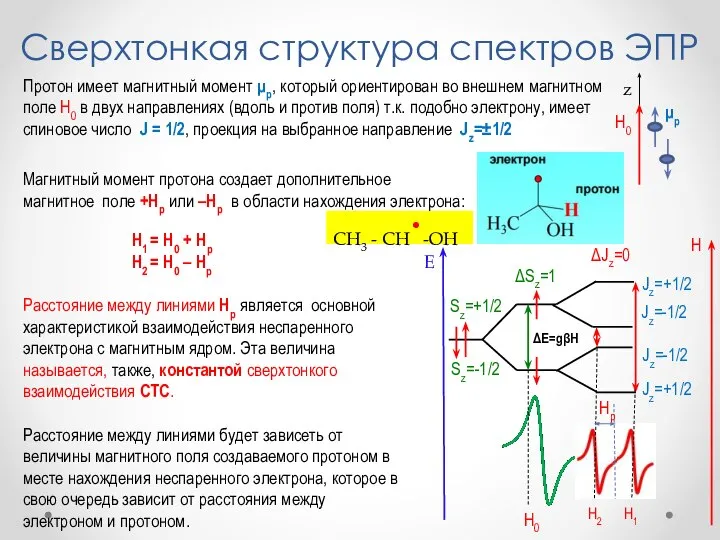 Протон имеет магнитный момент μp, который ориентирован во внешнем магнитном поле