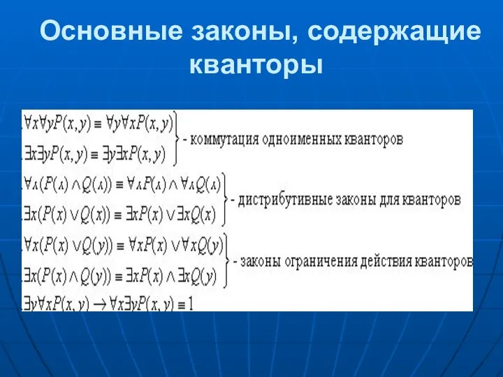 Основные законы, содержащие кванторы