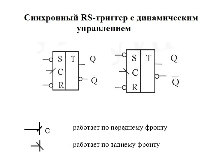 – работает по переднему фронту – работает по заднему фронту