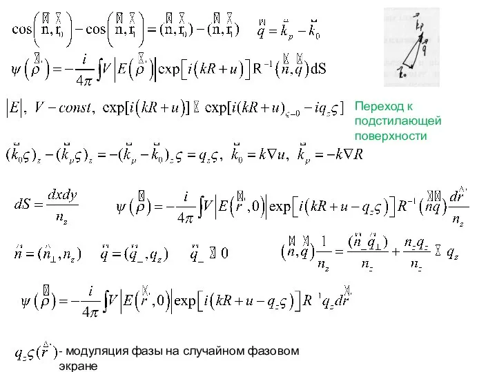 Переход к подстилающей поверхности - модуляция фазы на случайном фазовом экране