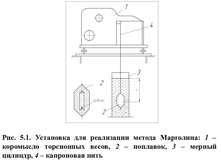 Рис. 5.1. Установка для реализации метода Марголина: 1 – коромысло торсионных