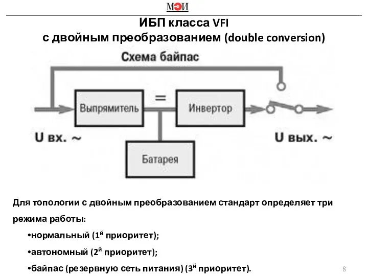 Для топологии с двойным преобразованием стандарт определяет три режима работы: нормальный