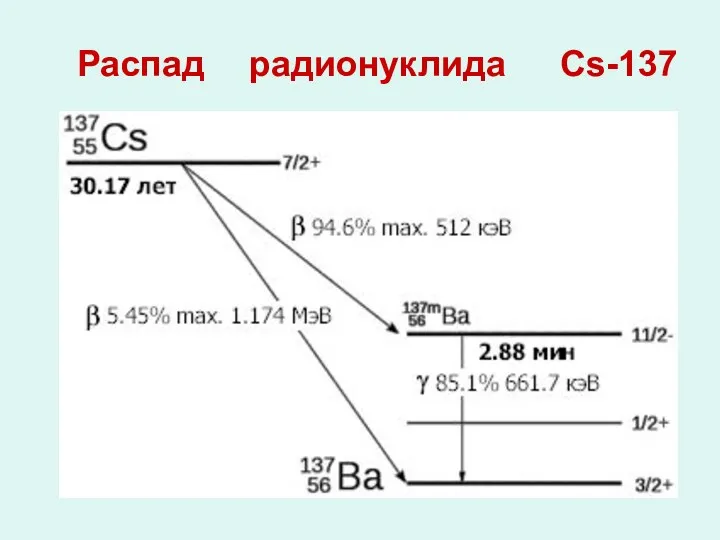 Распад радионуклида Cs-137